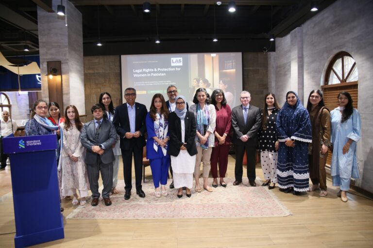 Standard Chartered Pakistan employees attend a Legal Aid Society session on women’s rights, legal protections, and access to justice.