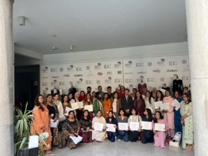 TDAP, LCCI and PIFD officials with participants during the certificate distribution ceremony for the fashion industry training programme in Lahore.