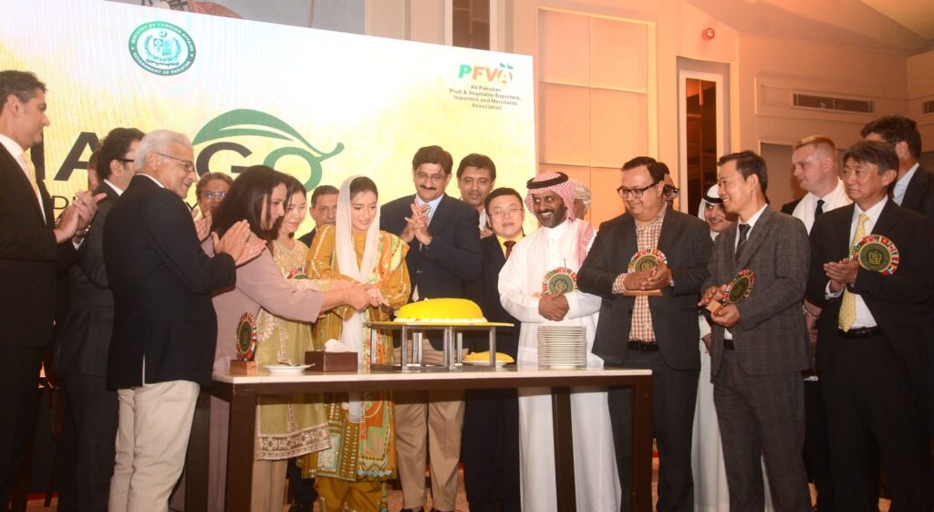 First Lady Asifa Bhutto Zardari at the Mango Diplomacy Fest in Karachi promoting Pakistan's premium mangoes.