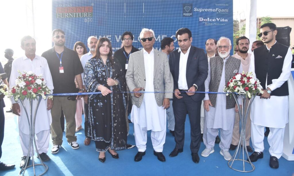 Sindh Governor Syed Muhammad Nehal Hashmi visits exhibition stalls after inaugurating the Pakistan Lifestyle Furniture Expo at Karachi Expo Centre.