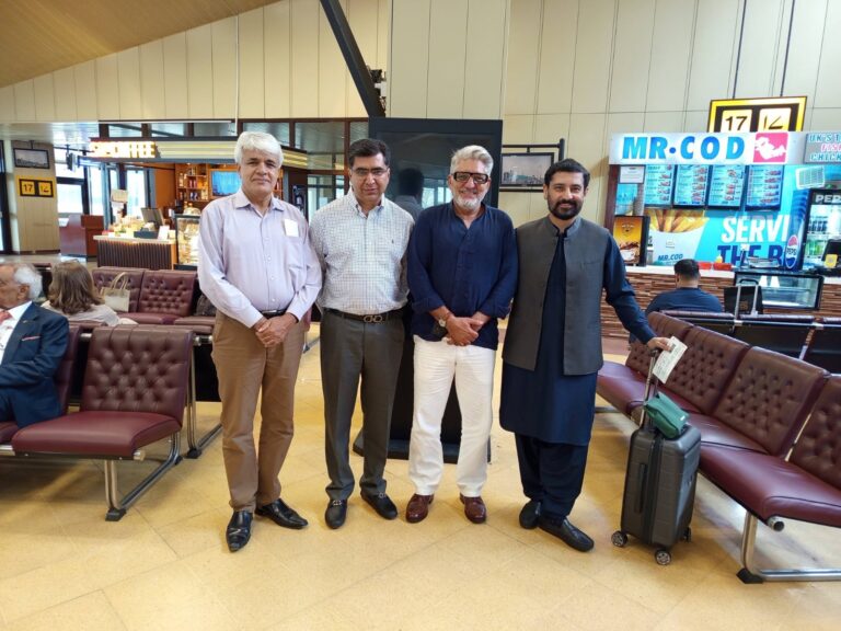 Industry representatives at the airport before travelling to Islamabad for the Pakistan Economic Summit.