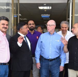 Rotary International President-Elect Larry A. Lunsford visits MMI Hospital with healthcare and Rotary leaders in Karachi.