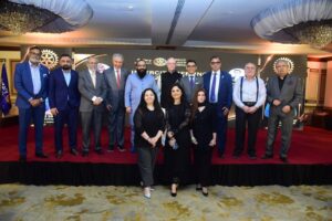 Members of Rotary Club of Karachi Quaid and District 3271 attend the intercity meeting during Larry A. Lunsford's visit to Pakistan.