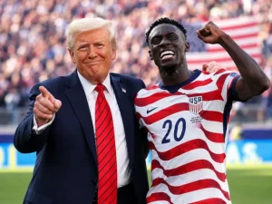 United States forward Folarin Balogun during a FIFA World Cup match after his suspension was overturned.