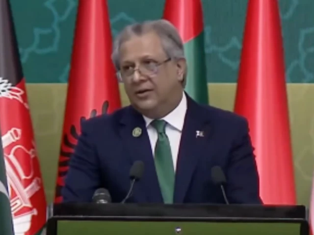 Law Minister Azam Nazeer Tarar delivers a speech during the 9th OIC Ministerial Conference on Women in Islamabad, calling for equal access to AI and digital technologies for women.