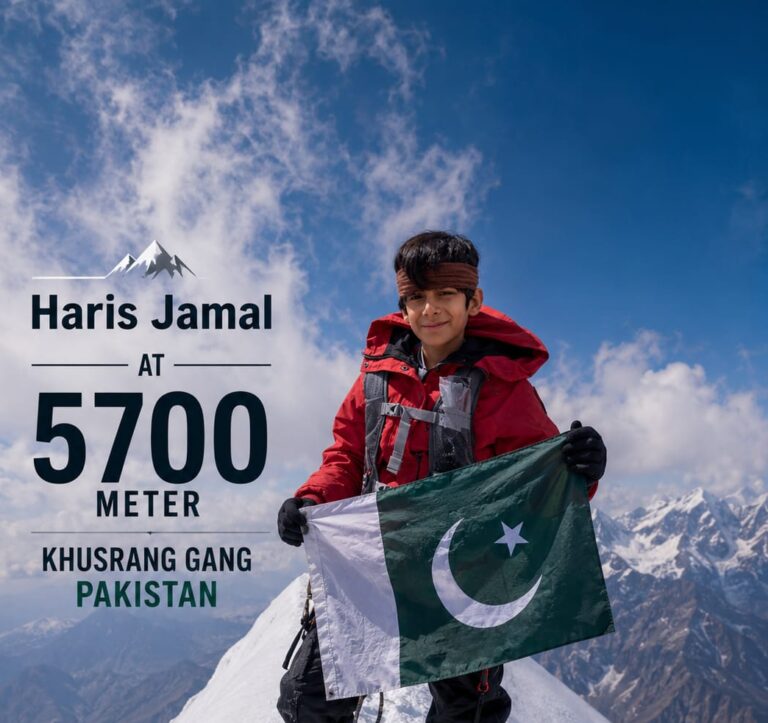 Eight-year-old Mohammad Haris Jamal takes part in a mountain adventure in northern Pakistan.