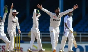 Pakistan cricket team celebrates Test victory over West Indies in Trinidad