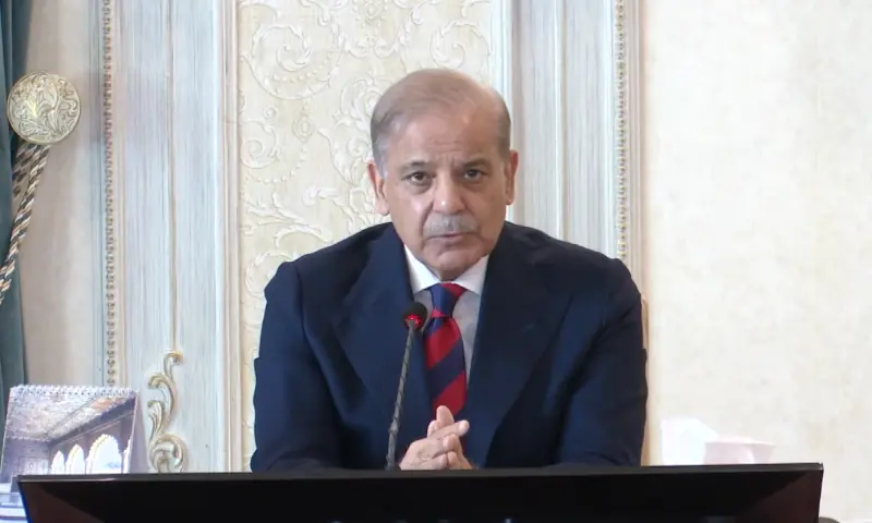 Prime Minister Shehbaz Sharif speaks about the Makkah defence pact at a cabinet meeting