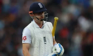 Harry Brook batting for England during the Test match against Pakistan at Headingley