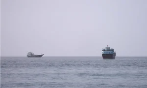 Ships sailing through the Strait of Hormuz amid Iran-Oman maritime negotiations