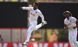 Bangladesh players celebrate historic Test victory against Australia in Darwin