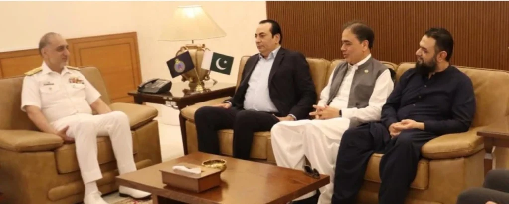 FPCCI President Atif Ikram Sheikh meets Vice Admiral Muhammad Faisal Abbasi to discuss Pakistan’s Blue Economy.