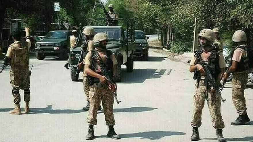 Security forces operation against armed attackers following a terror attack attempt in Mashkel Balochistan