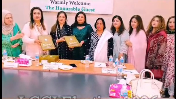 PIAF Women Wing meeting at the central office in Gulberg discussing Lahore Chamber election strategy.