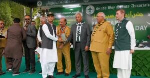 Sindh Governor Nihal Hashmi taking oath as Chief Scout Sindh during a ceremony in Karachi.