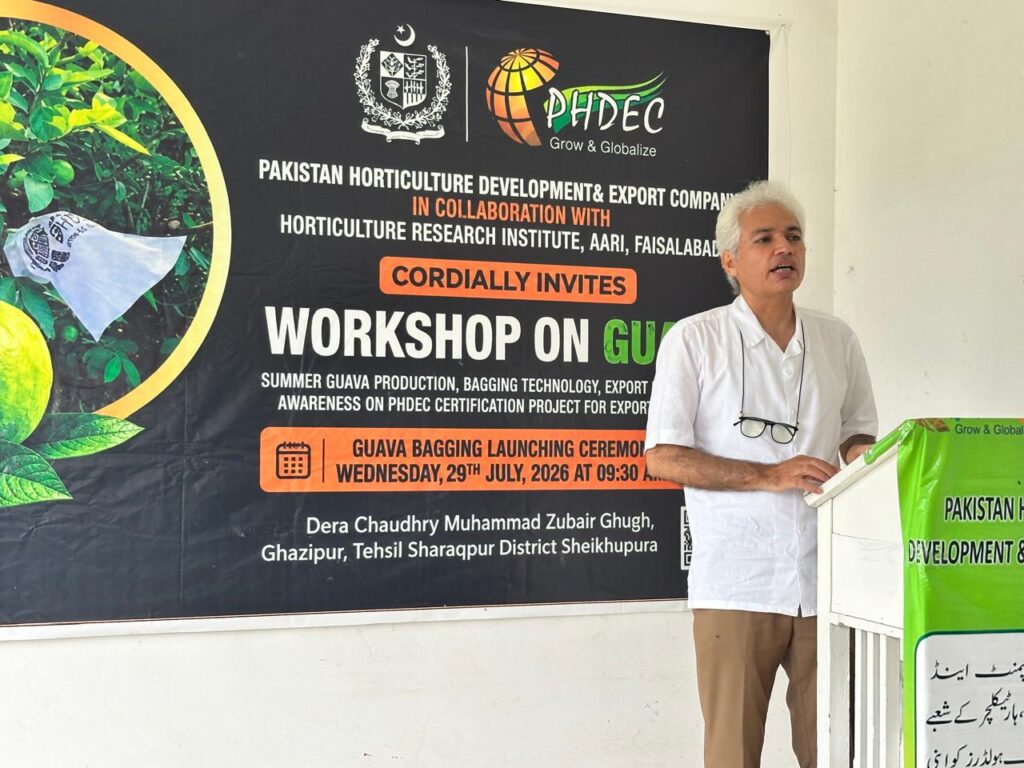 PHDEC officials and guava growers participate in the Summer Guava Bagging Pilot Project in Sharaqpur, Punjab.