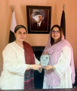 Rabia Hadi and Rubina Aman Brohi meet to discuss child protection and women's rights in Sindh.