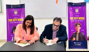 OUP Pakistan and The City School officials at the signing ceremony for The City Verse poetry competition.