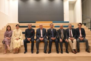 Chairman Atif Bajwa and the new 1LINK Board of Directors attend the company's first board meeting in Karachi.