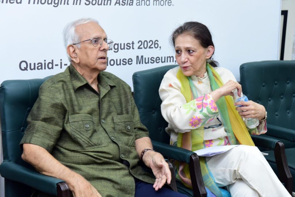 Dr Ayesha Jalal delivers a lecture on Jinnah, Palestine and South Asian history at the Quaid-e-Azam House Museum in Karachi.