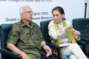 Dr Ayesha Jalal delivers a lecture on Jinnah, Palestine and South Asian history at the Quaid-e-Azam House Museum in Karachi.