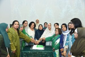 Women business leaders attend the Women Entrepreneur Forum launch event in Karachi.