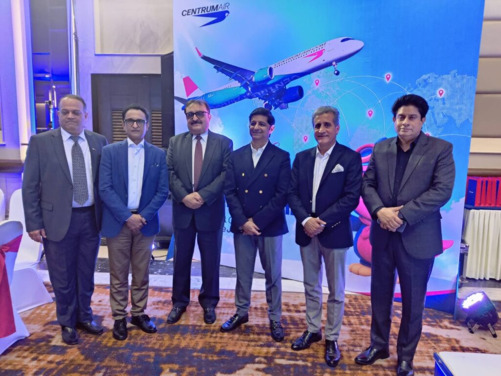 Officials attend the launch ceremony of Centrum Air's Karachi–Tashkent service.