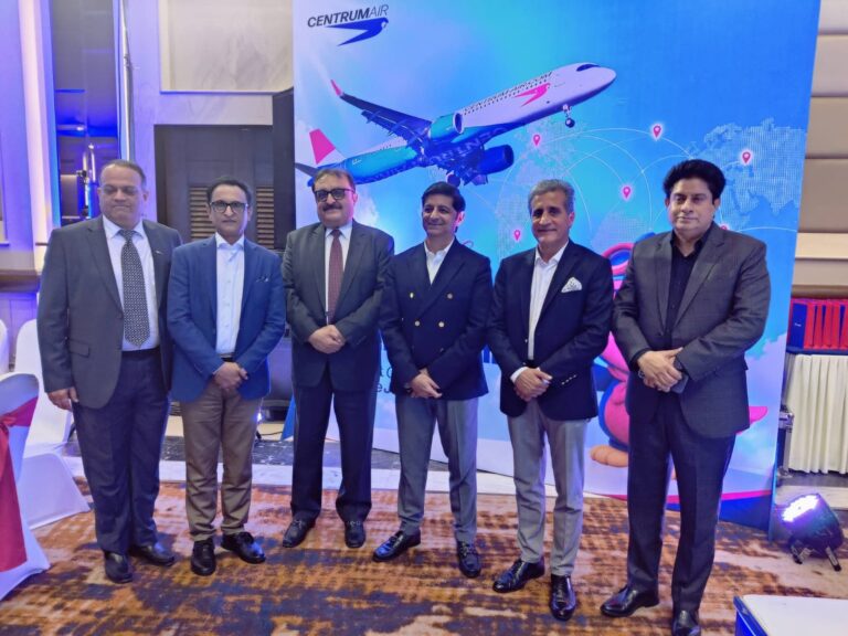 Officials attend the launch ceremony of Centrum Air's Karachi–Tashkent service.