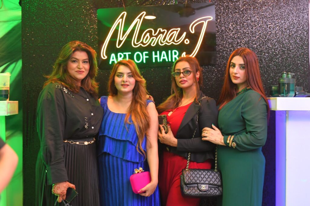 Mona J showcasing her newly launched premium haircare products.