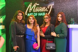 Mona J showcasing her newly launched premium haircare products.