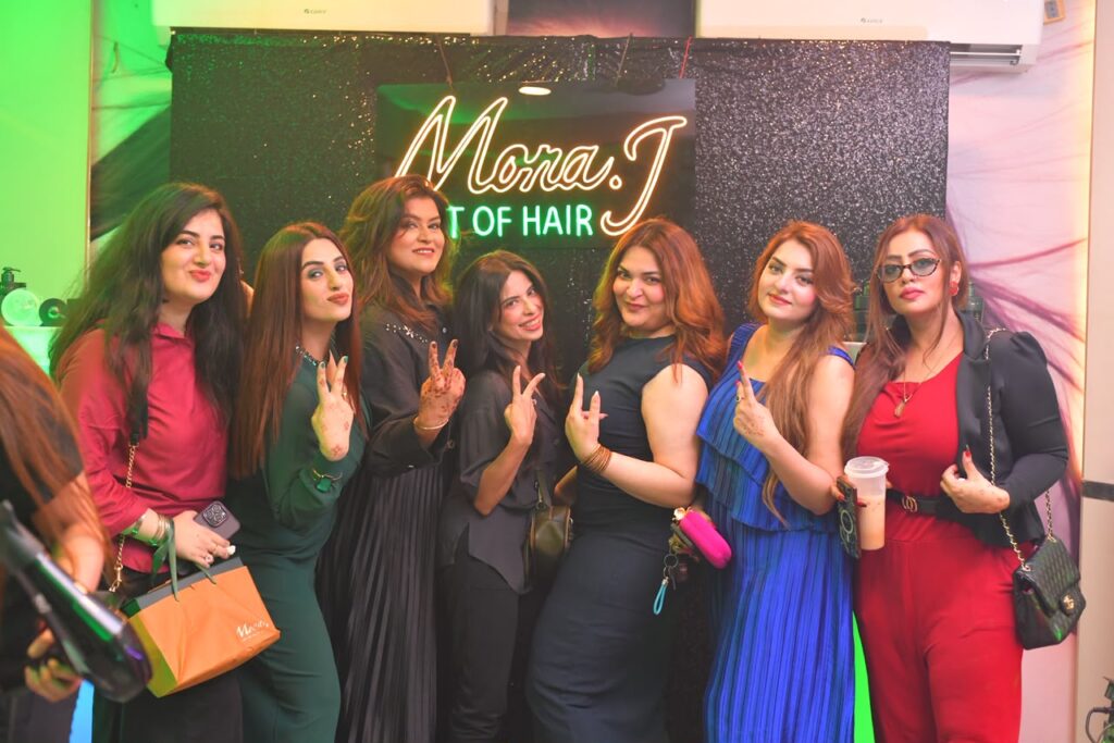 Mona J showcasing her newly launched premium haircare products.