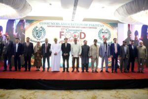 Speakers at the Consumers Food Safety and Quality Conference 2026 in Karachi discussing food safety reforms