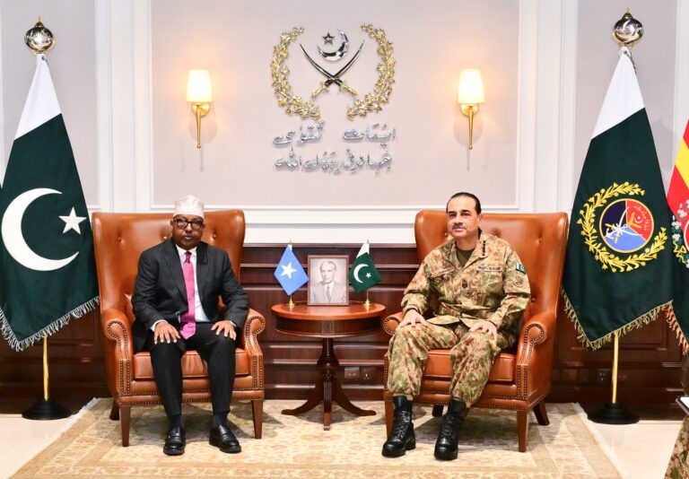 Field Marshal Syed Asim Munir holds talks with Somalia Defence Minister Ahmed Moallim Fiqi at GHQ Rawalpindi.