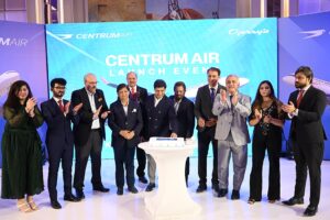 Gerry’s Group and Centrum Air executives at the launch ceremony for the new Karachi–Tashkent direct flight service.