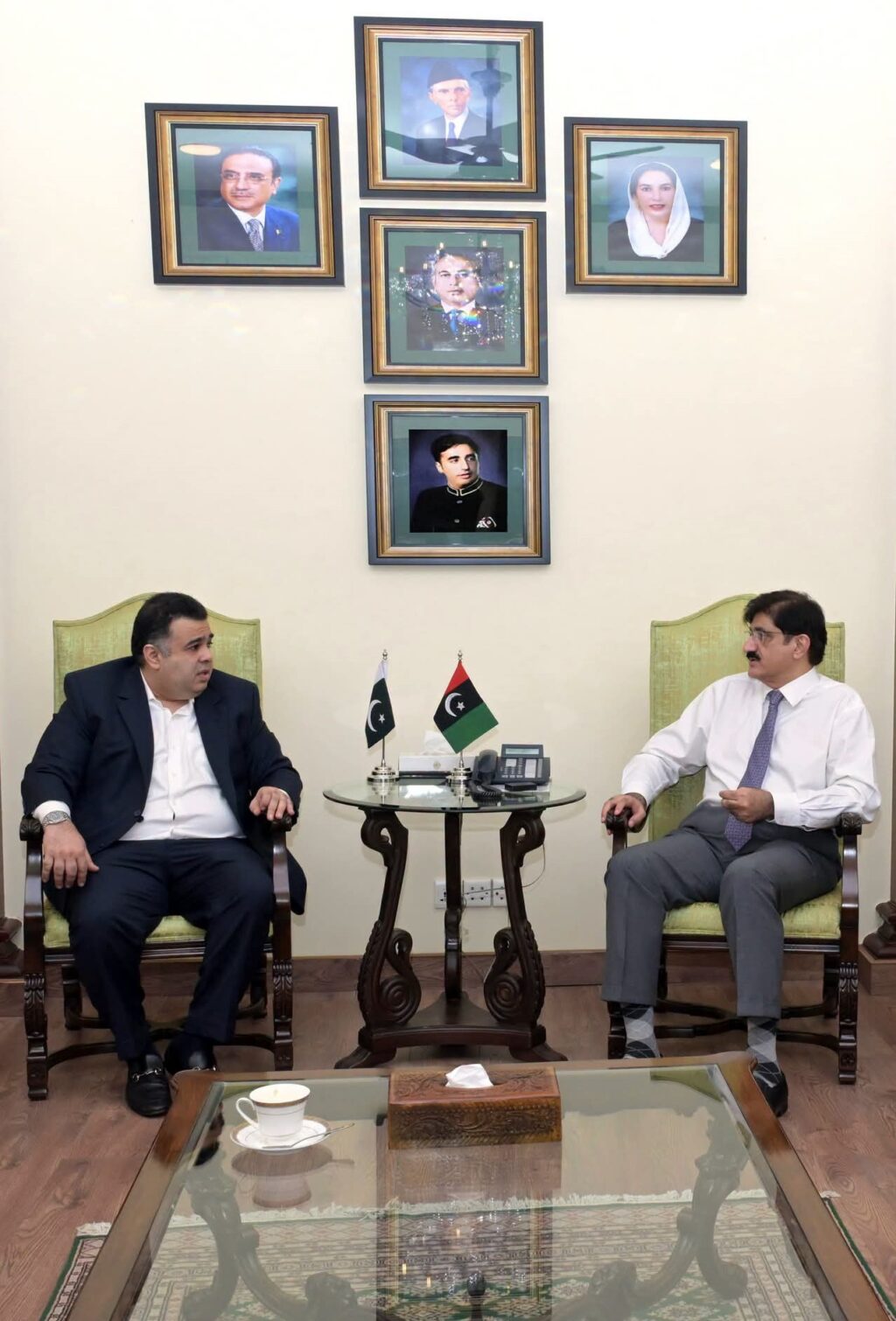 Sindh Chief Minister Murad Ali Shah meets Fahad Haroon at CM House Karachi