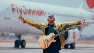 Ali Azmat with Fly Jinnah crew during an Independence Day music video collaboration