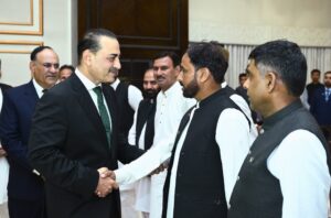 Field Marshal Asim Munir with Pakistan Army veterans at an Independence Day reception in Rawalpindi.