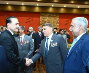 Field Marshal Asim Munir with Pakistan Army veterans at an Independence Day reception in Rawalpindi.