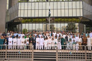 PSO CEO Jawad Ahmed Cheema at Pakistan 79th Independence Day flag hoisting ceremony in Karachi