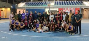 Mambaa’s players celebrate winning the Independence Day Basketball Trophy in Karachi