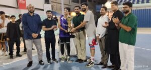 Mambaa’s players celebrate winning the Independence Day Basketball Trophy in Karachi