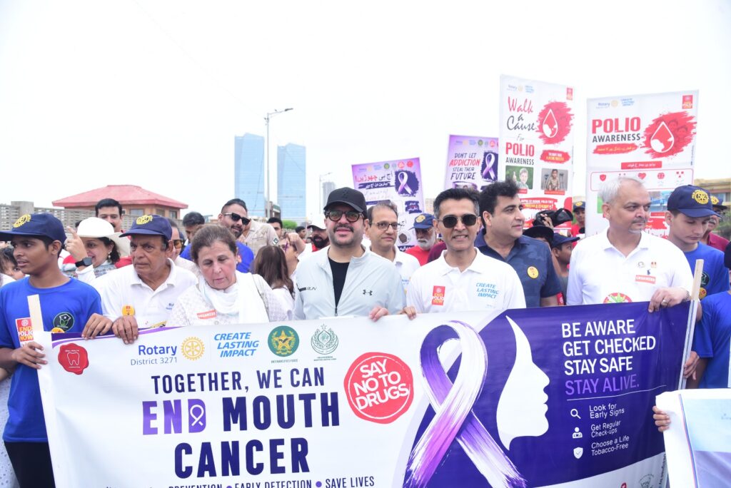 Rotary Karachi Walk for mouth cancer, polio awareness and drug abuse prevention