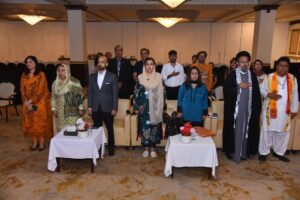 Dr Fozia Hameed addressing an interfaith forum on children’s welfare in Karachi