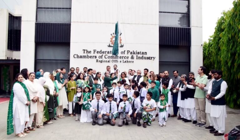 FPCCI and Rotary Club Lahore Crescent flag-hoisting ceremony marking Pakistan Independence Day
