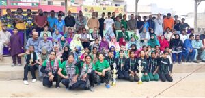 Girls and boys compete in Independence Day shooting ball matches at Shah Faisal Ground in Karachi.