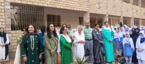 Students attend EFS Independence Day flag-hoisting ceremony at Shireen Jinnah Colony Karachi