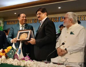 Sindh CM Murad Ali Shah with KCCI leaders at Independence Day ceremony in Karachi