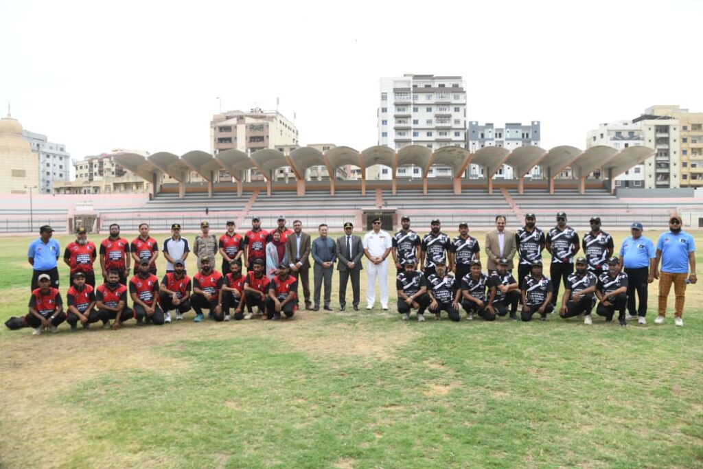 KPT Chairman inaugurates the Inter-Divisional Tape-Ball Cricket Tournament 2026 at KPT Sports Complex Karachi.
