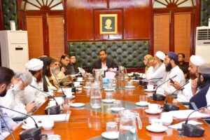 Additional Commissioner-II chairs a meeting with ulema on 12th Rabi-ul-Awwal arrangements in Karachi.