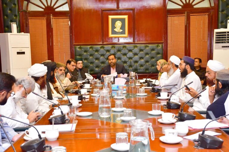 Additional Commissioner-II chairs a meeting with ulema on 12th Rabi-ul-Awwal arrangements in Karachi.